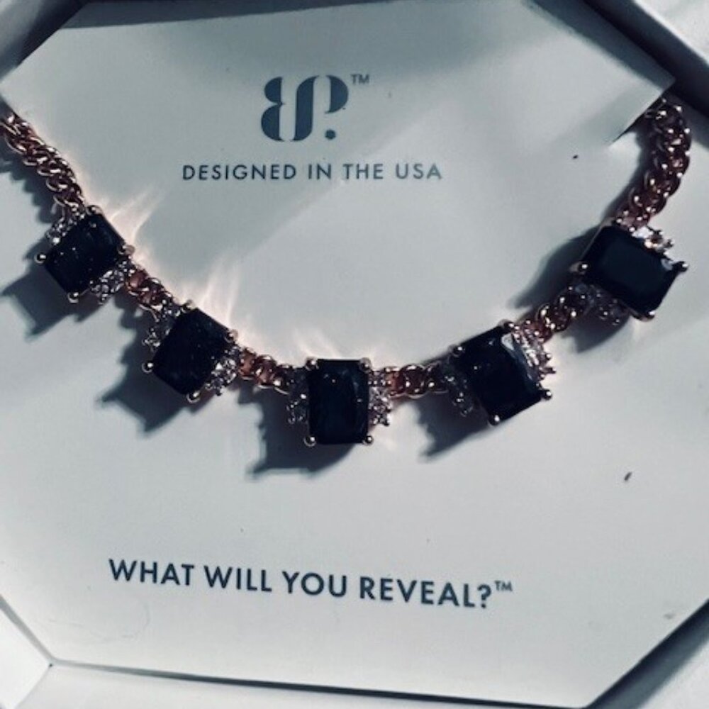 BOMB PARTY STUNNING BLACK ICE CRYSTAL ON ROSE GOLD PLATING